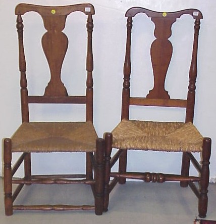 Appraisal: Two country Queen Anne side chairs with rush seats one