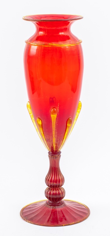 Appraisal: SALVIATI ATTRIBUTED ITALIAN MURANO RED GLASS VASE Salviati attributed Italian