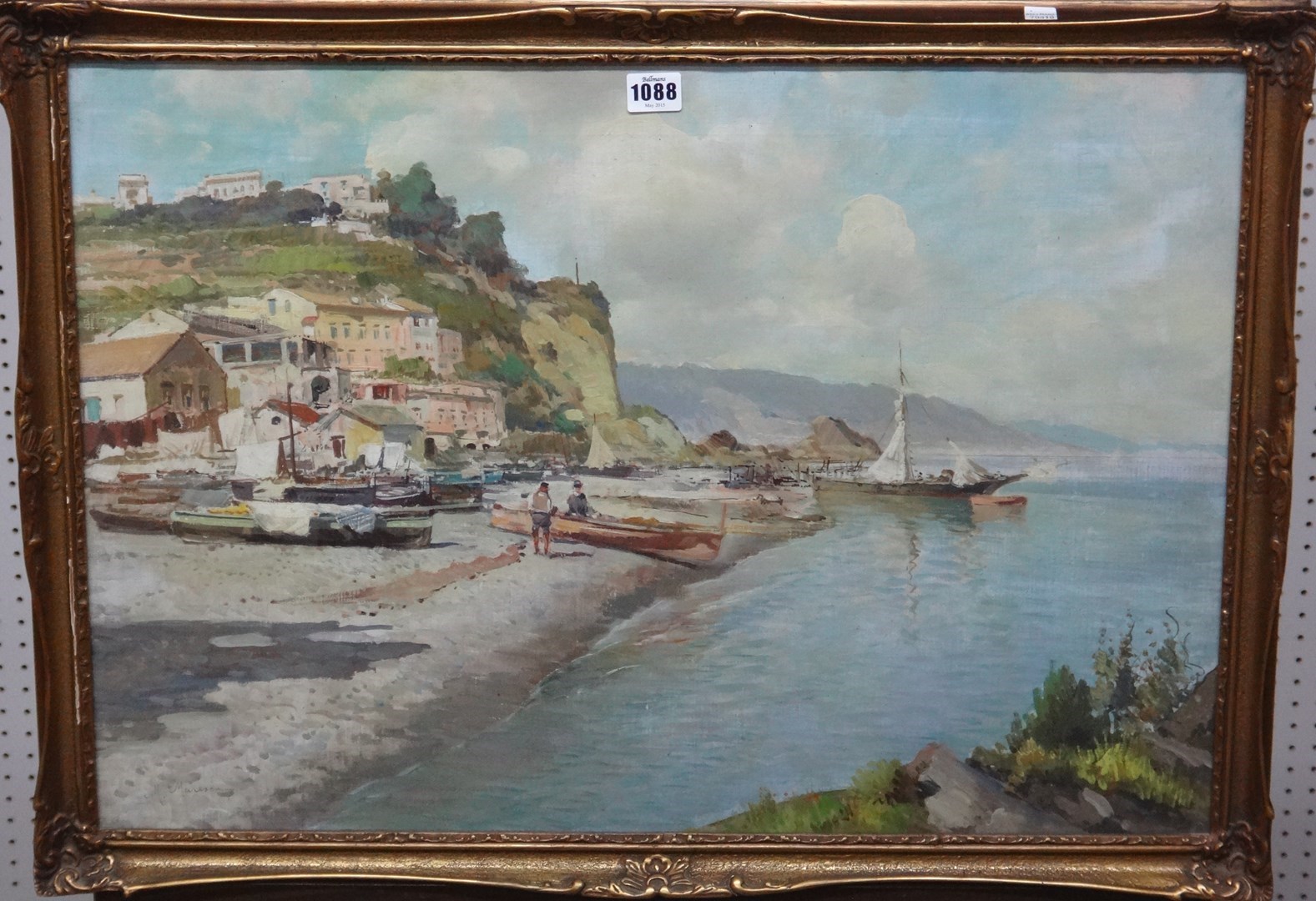 Appraisal: Mario Maresca - Mediterranean coastal scene oil on canvas signed