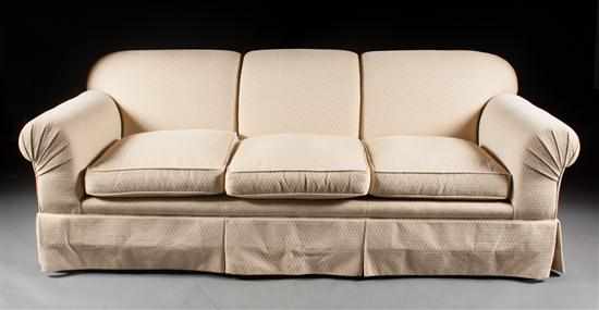 Appraisal: Edward Ferrell Ltd upholstered three-cushion sofa in H in W