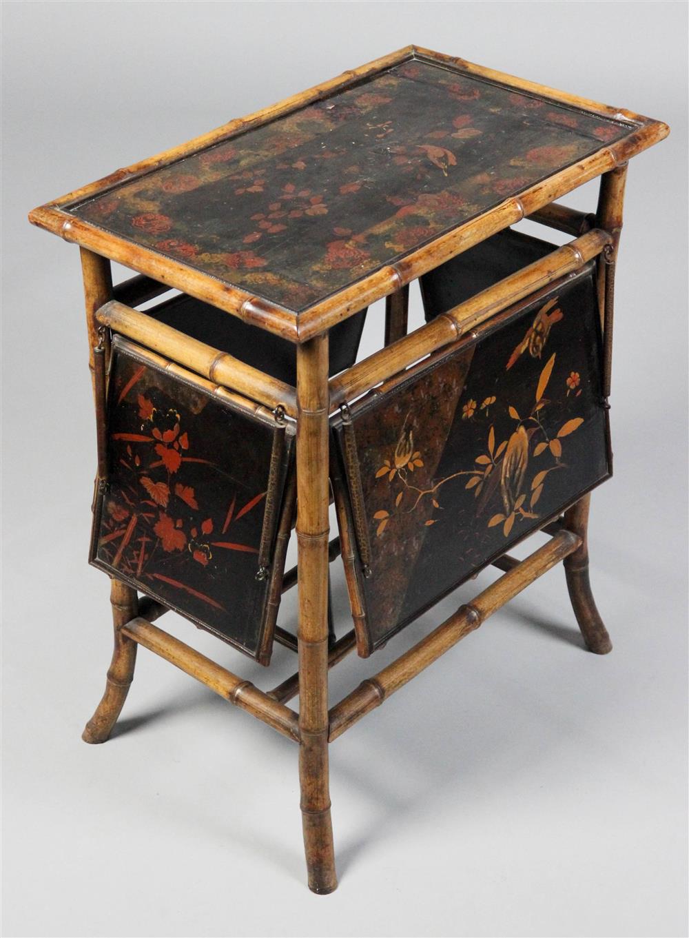 Appraisal: AESTHETIC MOVEMENT BAMBOO AND LACQUER SIDE TABLE the rectangular bamboo