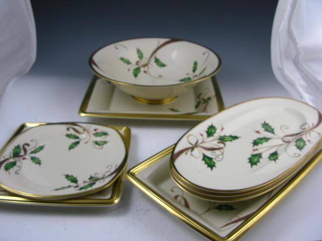 Appraisal: Group of Holiday Nouveau by Lenox china including a center