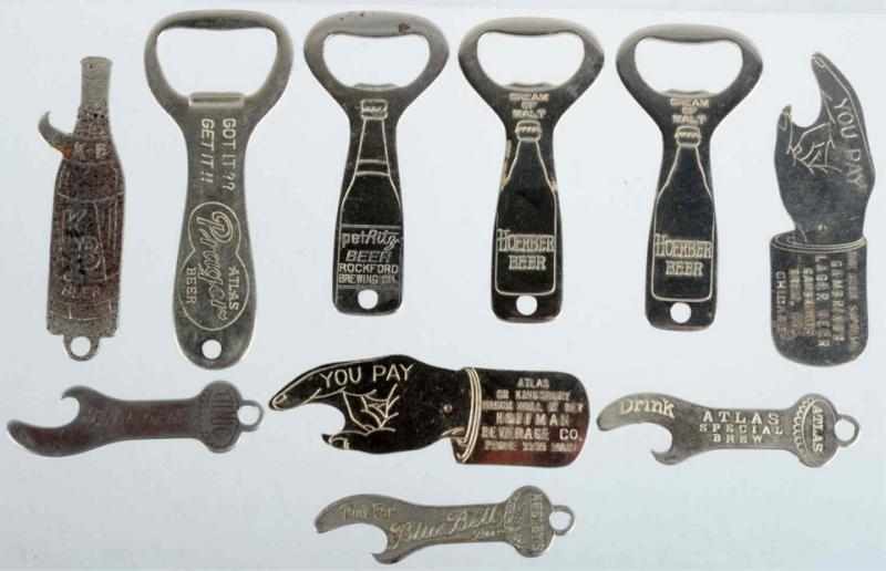 Appraisal: Lot of Assorted Beer Bottle Openers Includes Blue Bell Atlas