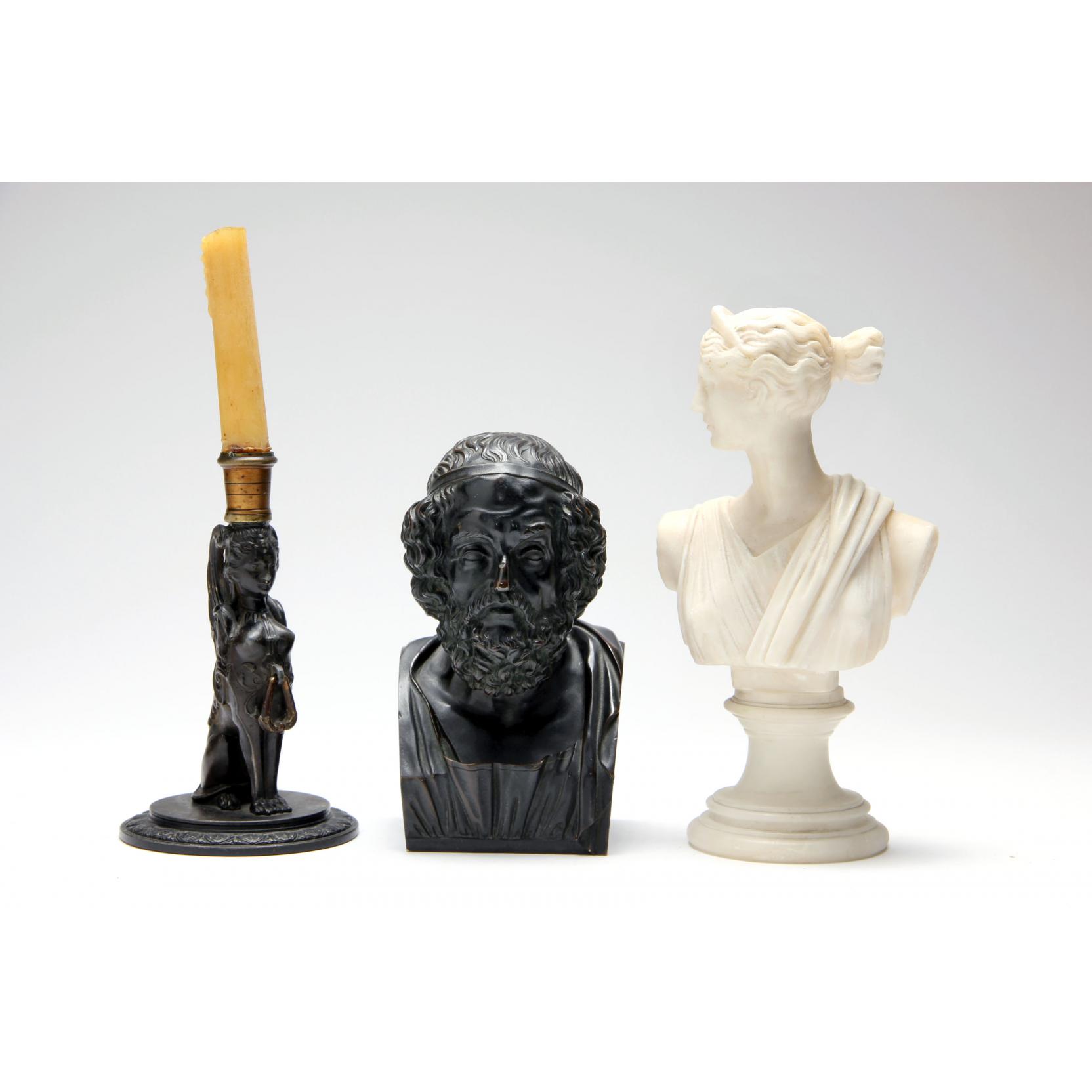 Appraisal: Three Grand Tour Decorative Accessories to include a bronze bust