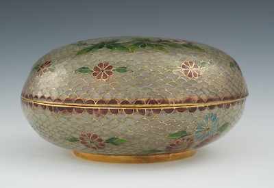 Appraisal: A Japanese Plique-a-Jour Lidded Box Squat shape circular footed dish