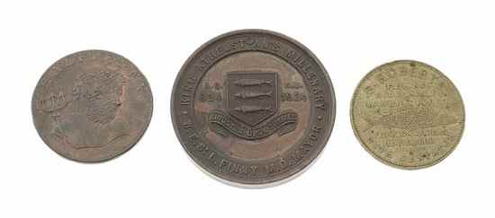 Appraisal: Surrey Kingston-on-Thames bronze millenary medal mm Middlesex Halfpenny Neptune rev