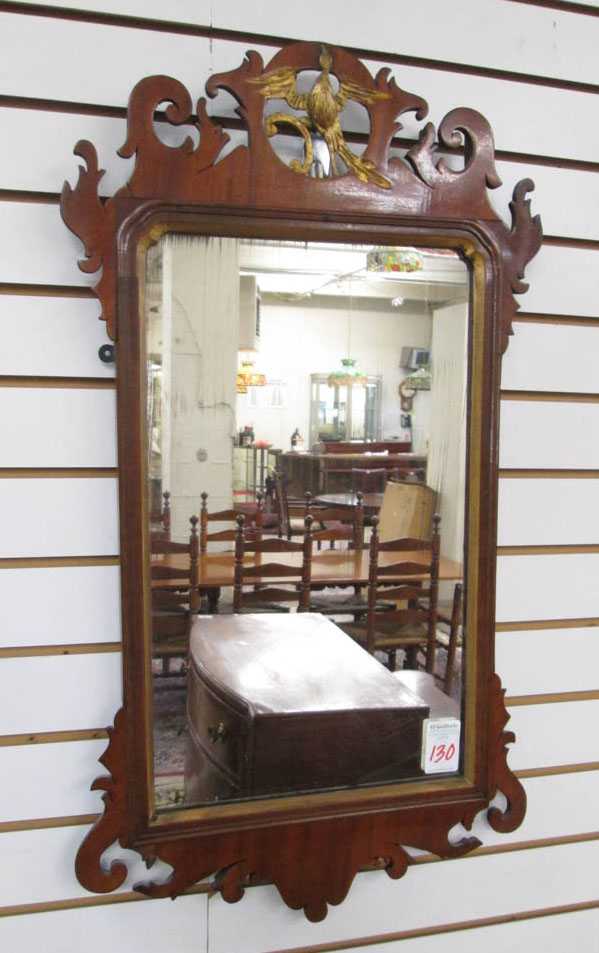 Appraisal: CHIPPENDALE MAHOGANY FRAMED LOOKING GLASS WALL MIRROR American late th