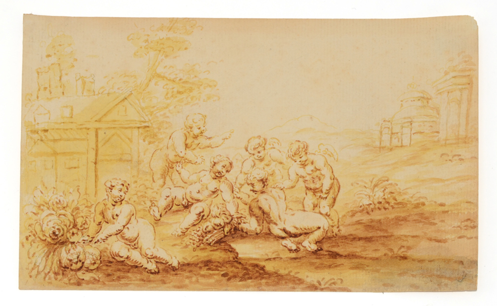 Appraisal: HENRY HOWARD DRAWING OF FROLICKING PUTTI '' x '' signed