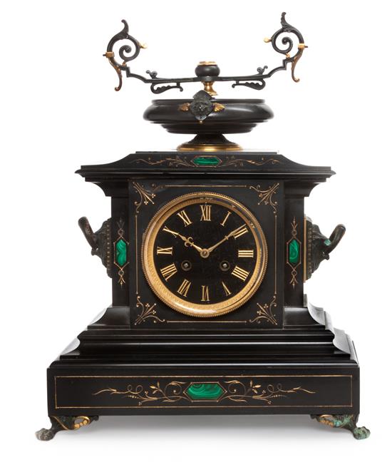 Appraisal: Sale Lot A Victorian Slate Mantle Clock having an urn