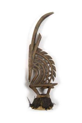 Appraisal: A Bambara antelope headdress with incised decoration and applied metal