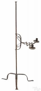 Appraisal: English wrought iron candlestand late th c with an accordion