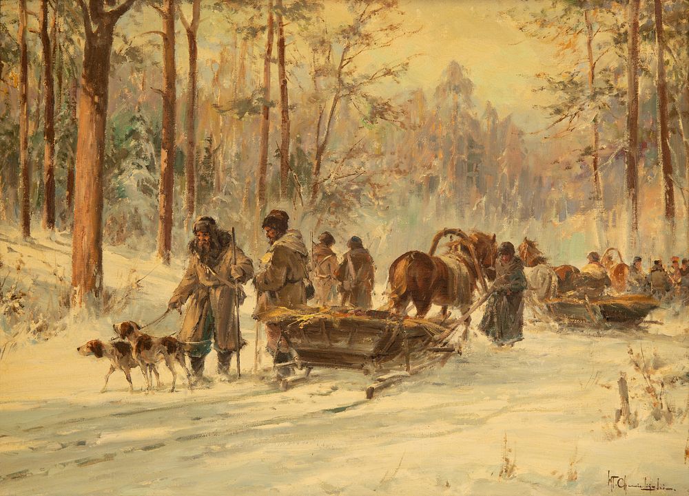 Appraisal: WLADYSLAW CHMIELINSKI POLISH - WLADYSLAW CHMIELINSKI POLISH - Horse Drawn