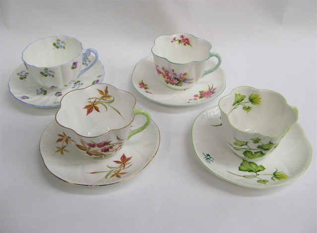 Appraisal: ENGLISH TEACUPS SAUCERS VENETIAN MIRROR pieces The Shelley teacups and