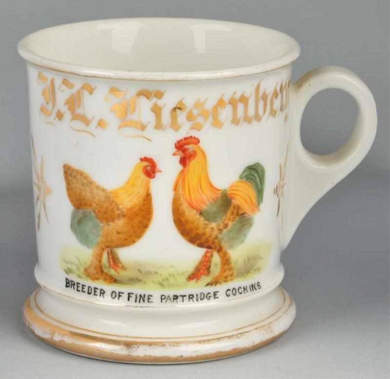 Appraisal: Breeder of Fine Partridge Cochins Shaving Mug Description Gilt name