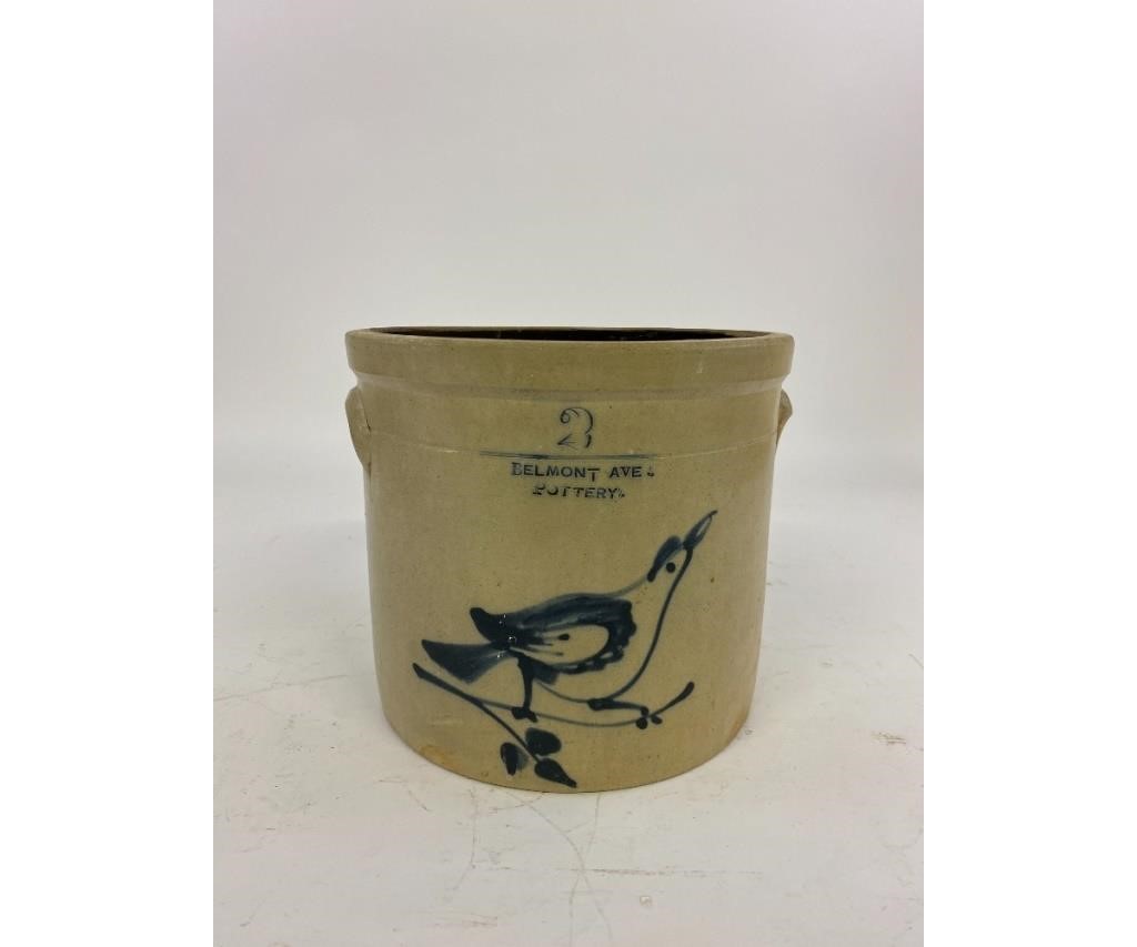 Appraisal: Two-Gallon Stoneware crock Belmont Ave Pottery Newark N J h