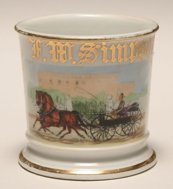 Appraisal: Occupational shaving mug Match Tandem Horse Hitch with Buggy Gilt