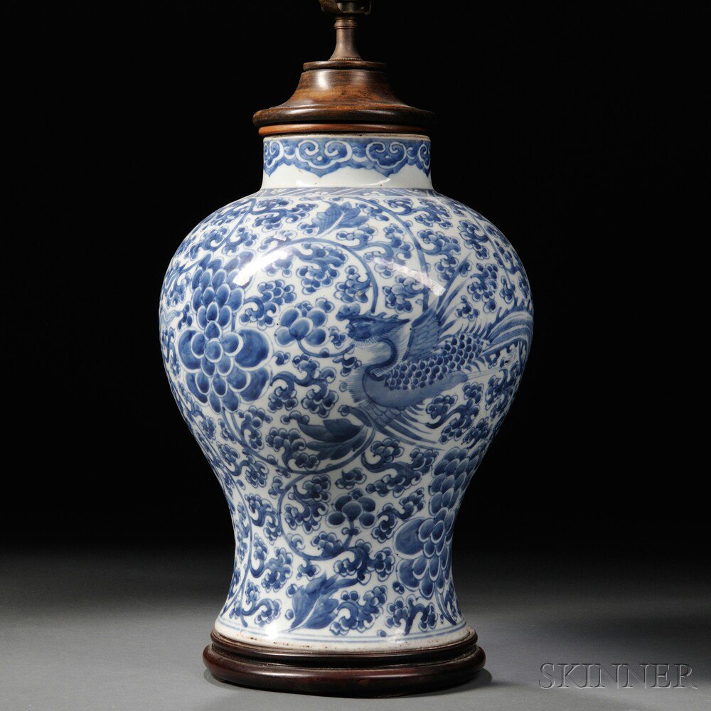 Appraisal: Blue and White Vase China Ming Dynasty style the baluster