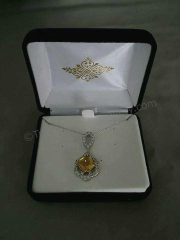 Appraisal: Sterling Silver Carat Genuine Citrine Pendant Type Large carat center