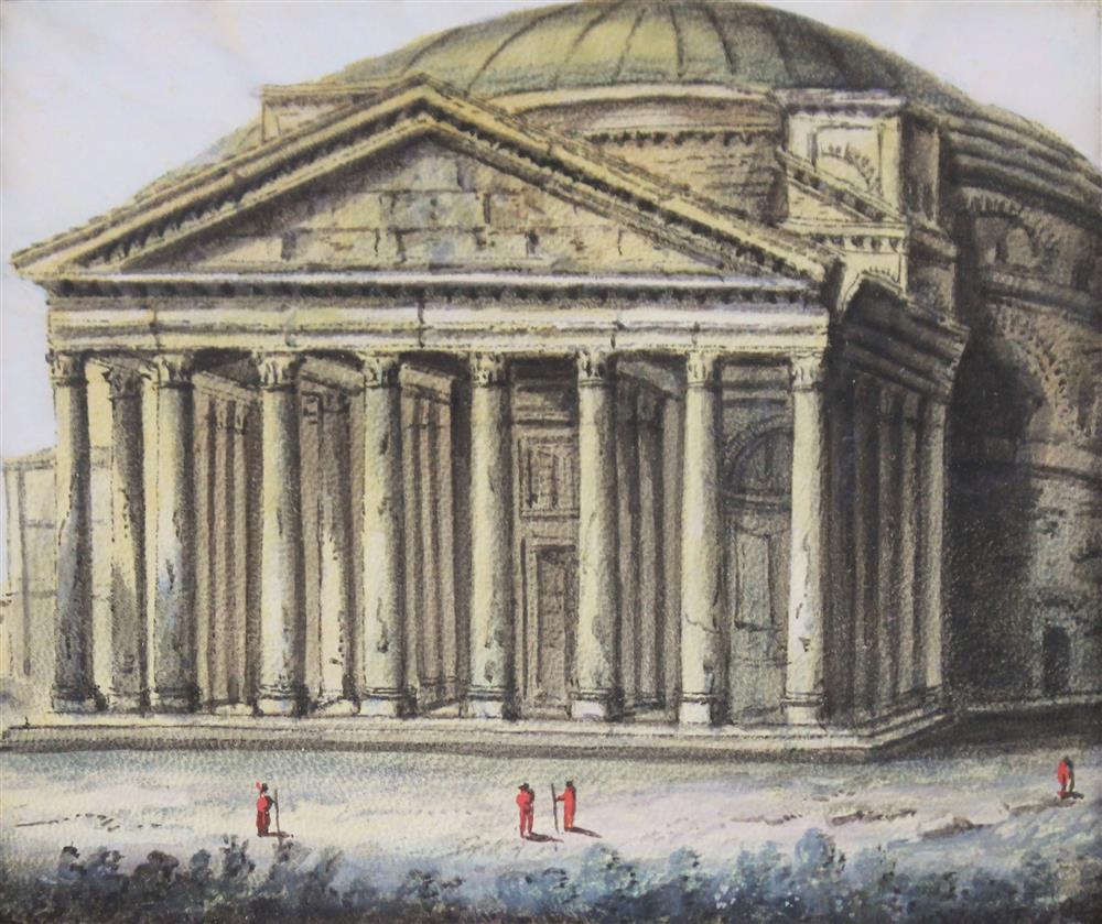 Appraisal: TH CENTURY THE PANTHEON Graphite and watercolor on tracing paper