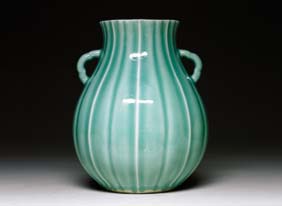 Appraisal: QIANLONG CELADON GLAZED VASE Large and antique Chinese Qianlong Period