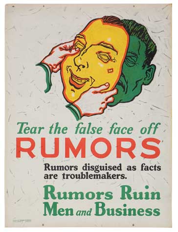 Appraisal: ANONYMOUS TEAR THE FALSE FACE OFF RUMORS x inches x