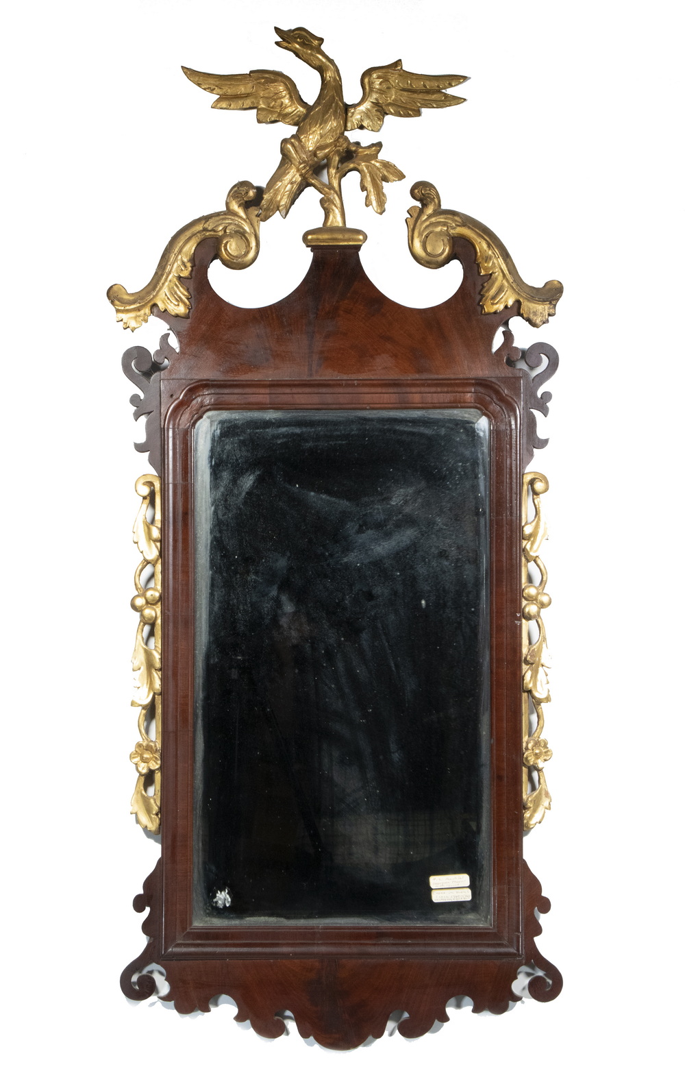 Appraisal: CHIPPENDALE MAHOGANY MIRROR WITH EAGLE FINIAL Late th c American