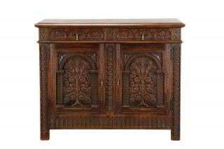 Appraisal: Carved Oak Spanish Revival Style Cabinet Continental last half th