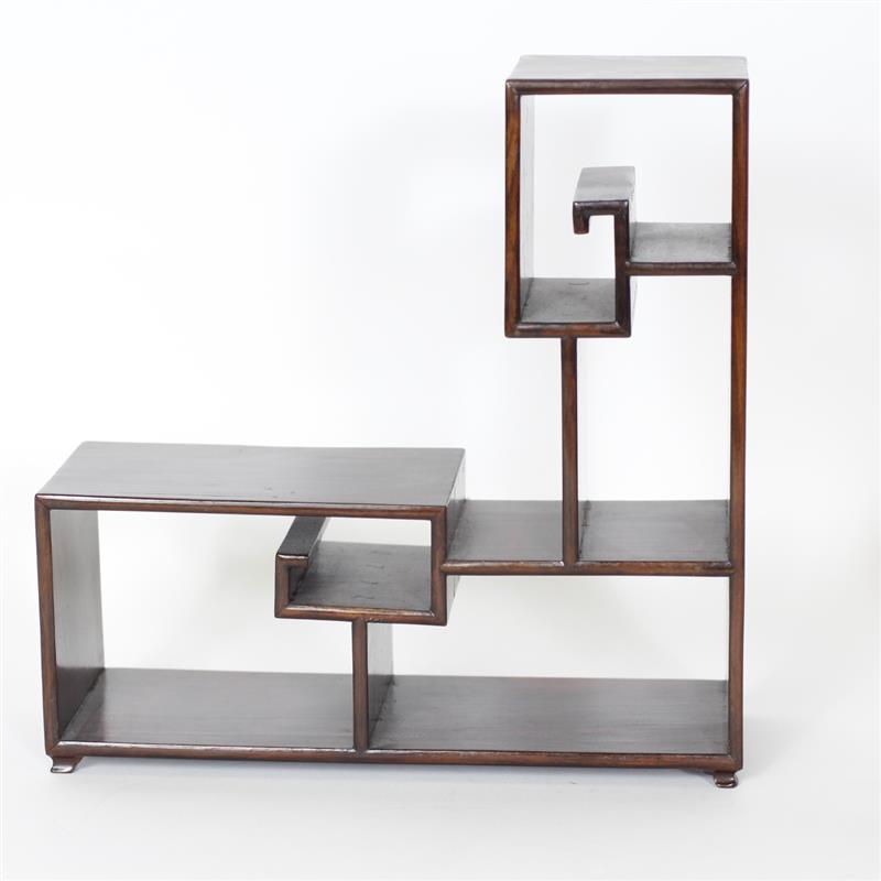 Appraisal: Chinese Geometric Rosewood Curio Shelf H x W