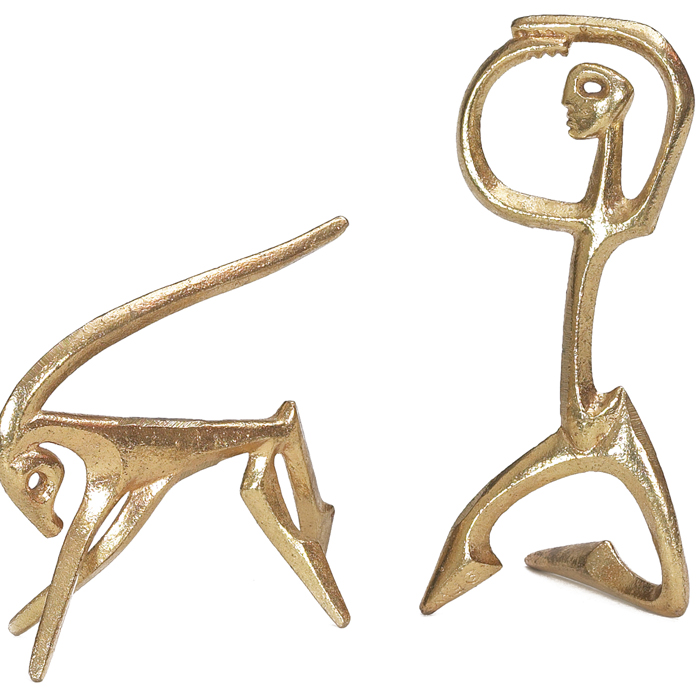 Appraisal: Frederick Weinberg sculptures pair figurals with gold finish each marked''F