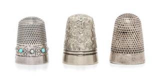 Appraisal: A Group of Three English Silver Thimbles Various Makers comprising