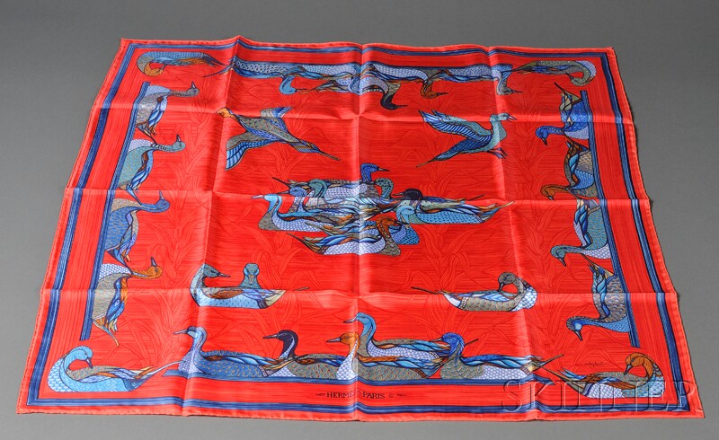 Appraisal: Silk Scarf Hermes Marc Aux Canards x in