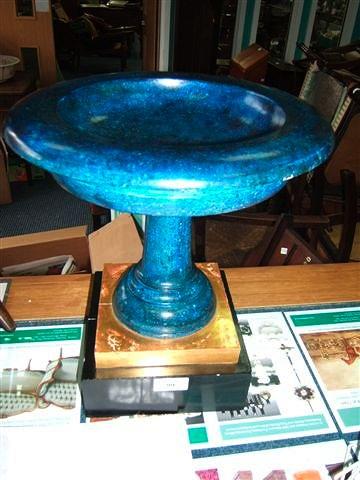 Appraisal: A simulated Lapis Lazuli Tazza on square stepped base high