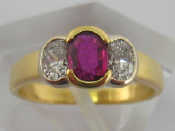 Appraisal: A yellow metal tests carat gold ruby and diamond ring