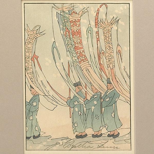 Appraisal: HELEN HYDE and BERTHA LUM Two color woodblock prints with