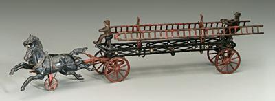 Appraisal: Ives cast iron fire wagon two horses pulling fire wagon