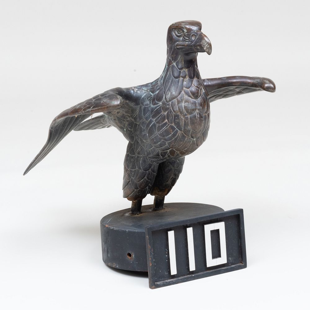 Appraisal: Bronze Model of an Eagle Raised on a later circular