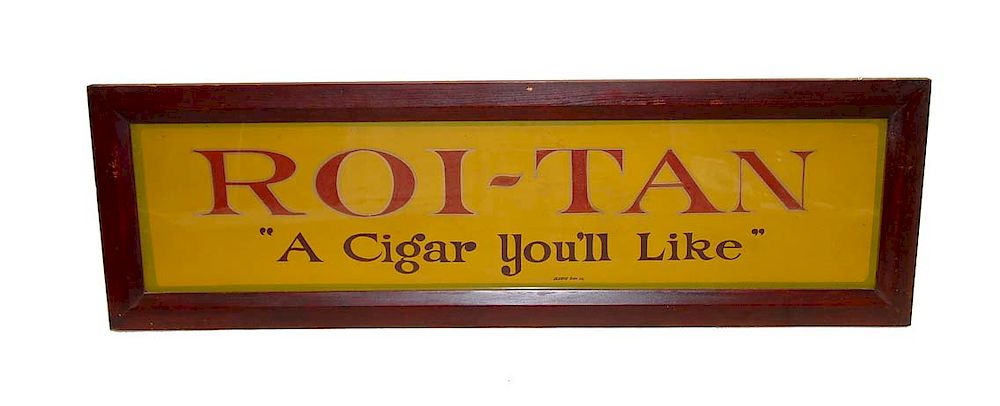 Appraisal: Rare Roi Tan Glass Cigar Store Sign Rare Roi Tan