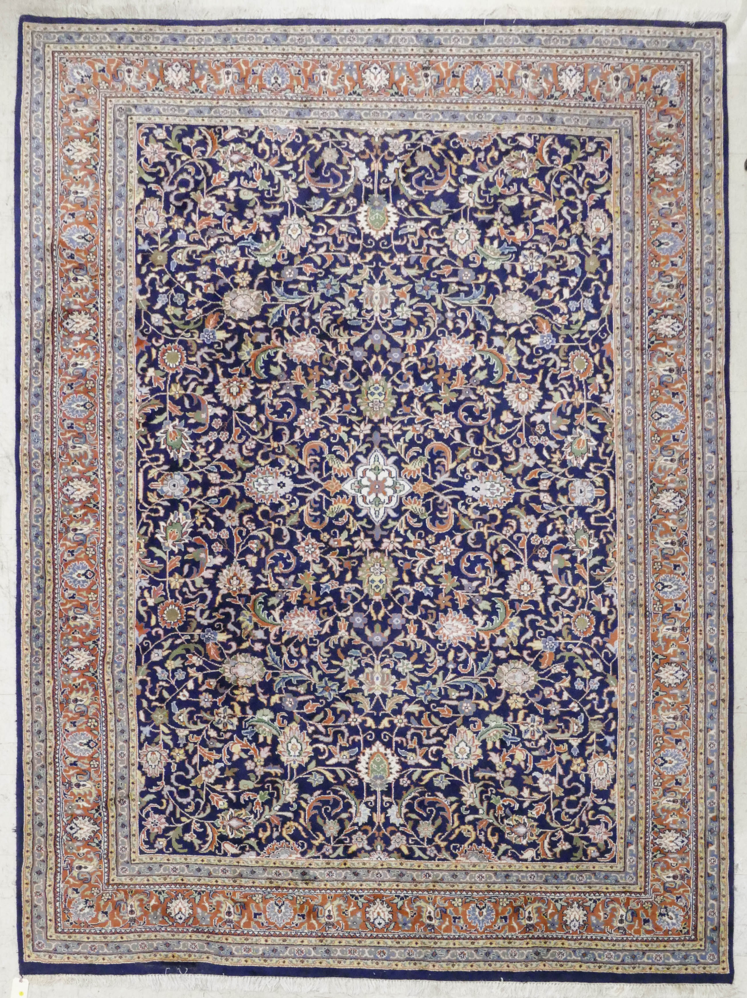 Appraisal: Persian Floral Cobalt Oriental Rug Measures ' '' x '