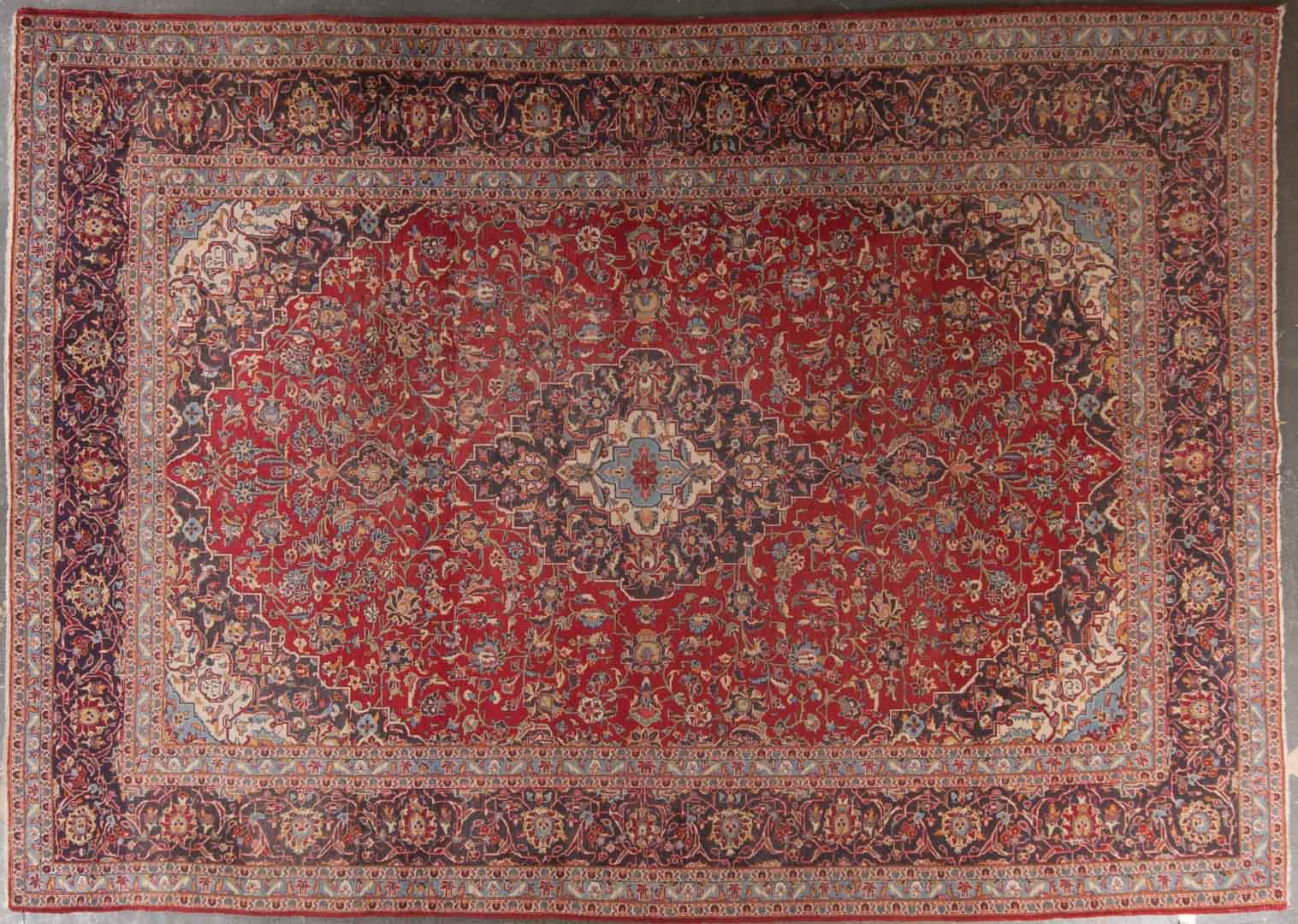 Appraisal: Persian Keshan carpet approx x Iran circa Condition Wear