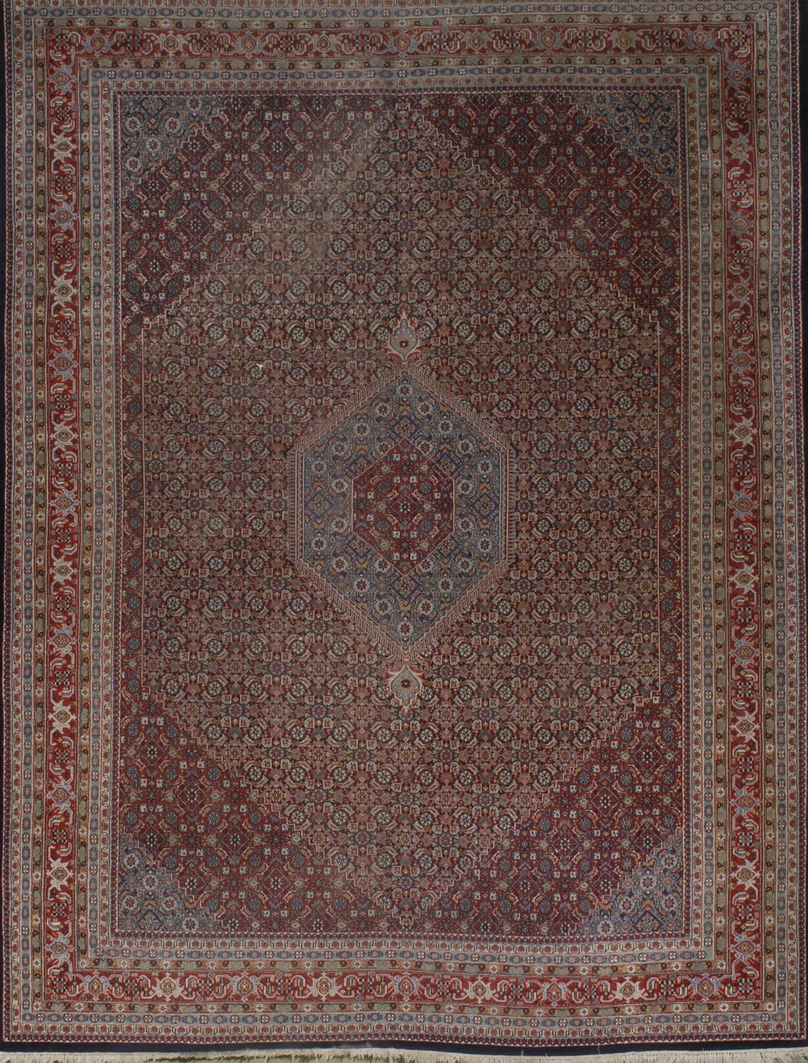 Appraisal: ORIENTAL RUG BIDJAR DESIGN ' x ' Hexagonal slate-blue medallion