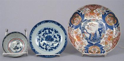 Appraisal: Chinese blue glazed dish imari charger and cup