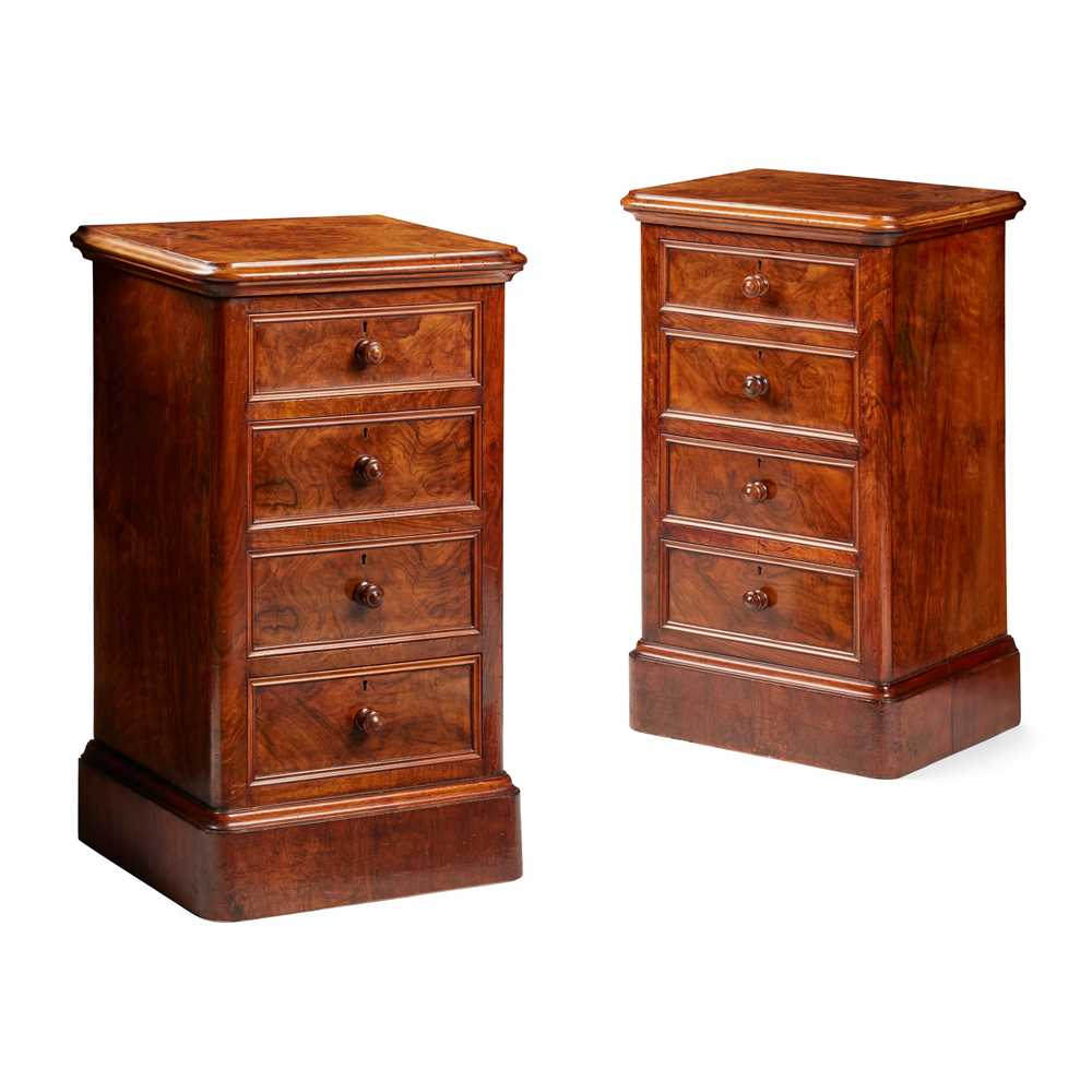 Appraisal: PAIR OF WALNUT BEDSIDE CHESTS TH CENTURY WITH ALTERATIONS the