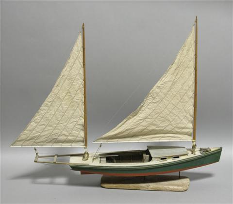 Appraisal: BAYBUILT SHIP MODEL OF A SHARPIE YAWL Certificate of Authenticity