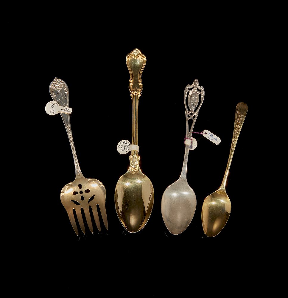 Appraisal: Assorted Gilt Silver Flatware Assorted gilt sterling flatware comprising a