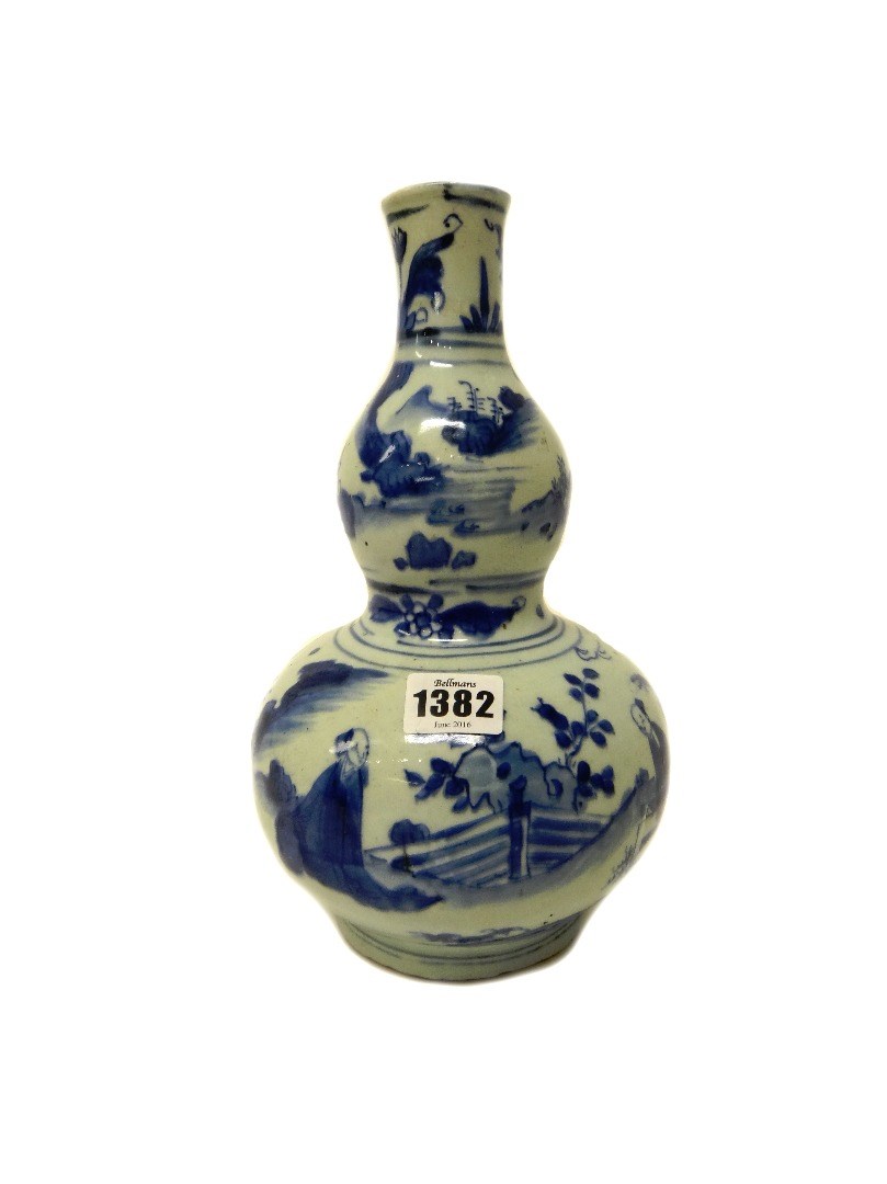 Appraisal: A Chinese blue and white double gourd vase possibly mid