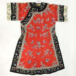 Appraisal: Antique Chinese Multi-Colored Silk Embroidered Informal Robe Manchu Decorated with