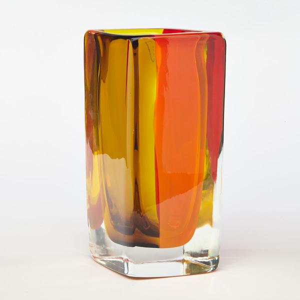 Appraisal: Venini Fiji Sommerso Glass Vase of lozenge shape with orange