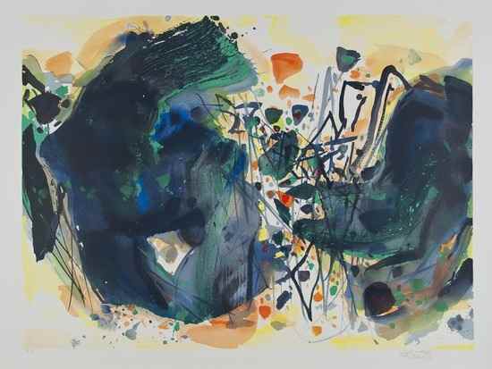 Appraisal: Chu Teh-Chun Zhu Dequn b Composition lithograph printed in colours