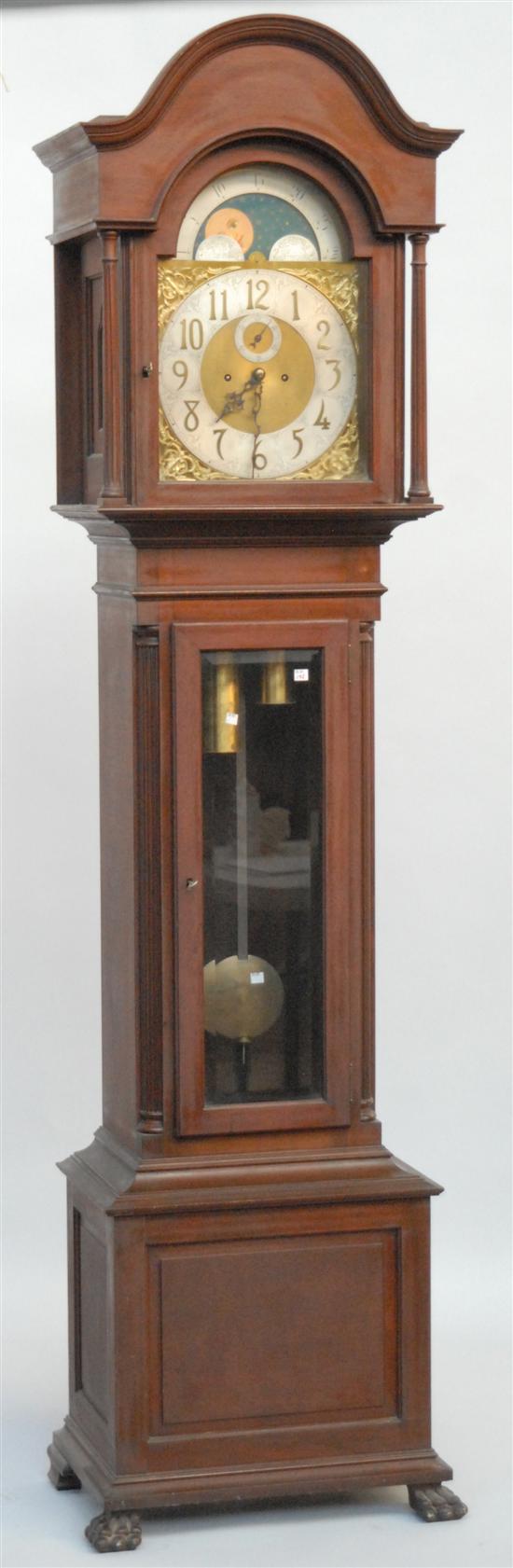 Appraisal: MAHOGANY TALL CASE CLOCK Early th C with moonface dial