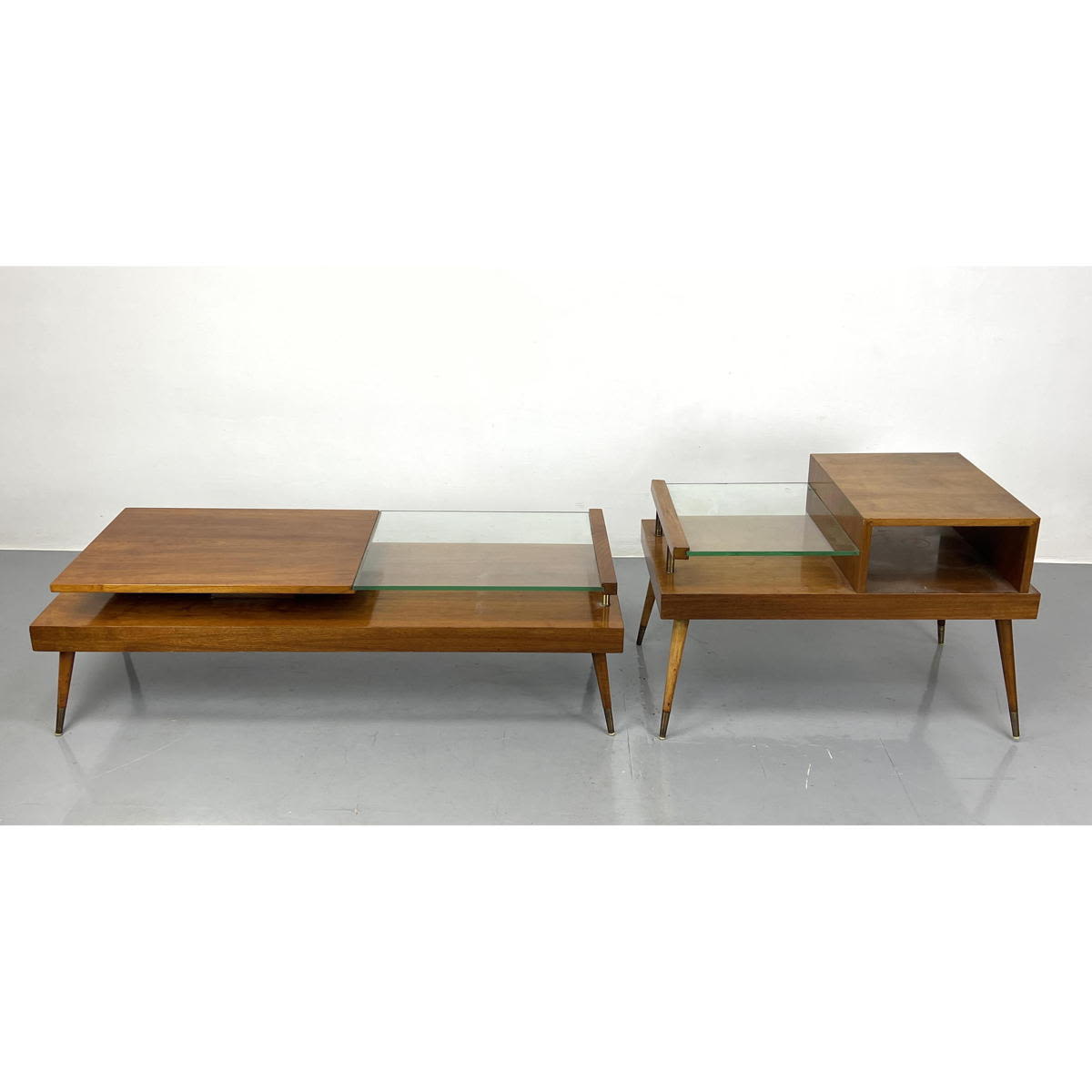 Appraisal: pc American Modern Walnut Coffee and End Table Step Side